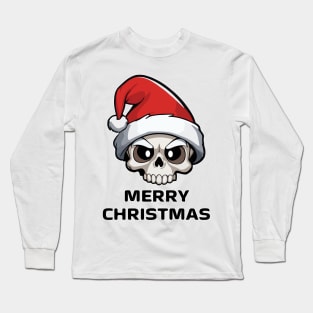 Santa Skull with Christmas Hat | Merry Christmas Long Sleeve T-Shirt